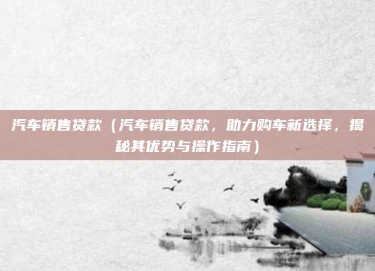 汽车销售贷款(汽车销售贷款,助力购车新选择,揭秘其优势与操作指南)