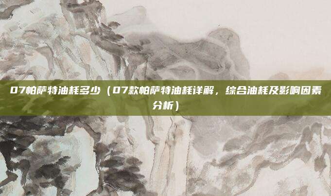 07帕萨特油耗多少(07款帕萨特油耗详解,综合油耗及影响因素分析)