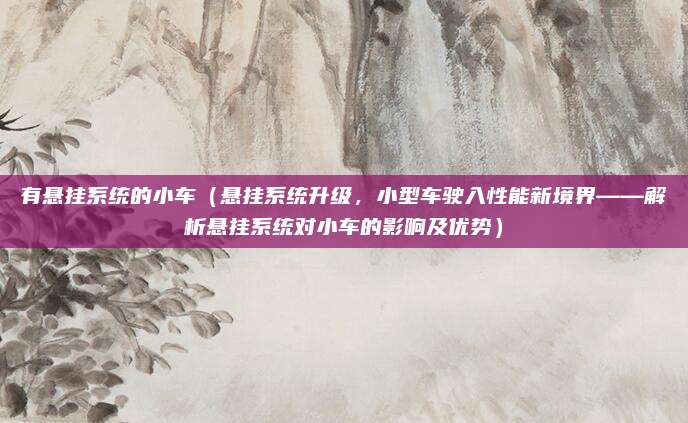 有悬挂系统的小车(悬挂系统升级,小型车驶入性能新境界——解析悬挂系统对小车的影响及优势)