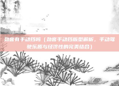 劲客有手动挡吗(劲客手动挡版型解析,手动驾驶乐趣与经济性的完美结合)