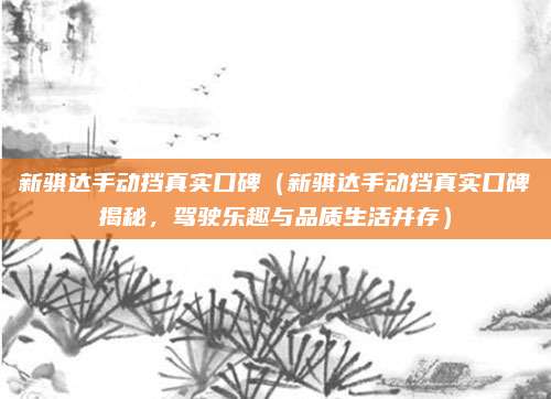 新骐达手动挡真实口碑(新骐达手动挡真实口碑揭秘,驾驶乐趣与品质生活并存)
