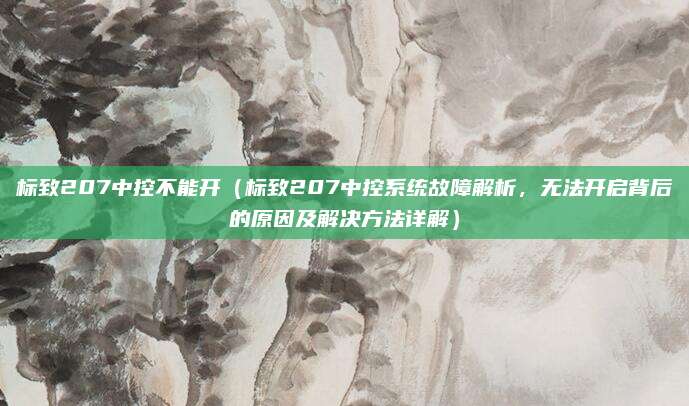 标致207中控不能开（标致207中控系统故障解析，无法开启背后的原因及解决方法详解）