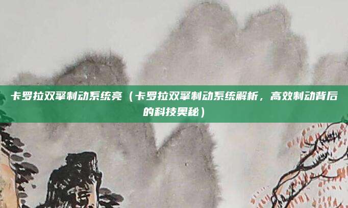 卡罗拉双擎制动系统亮(卡罗拉双擎制动系统解析,高效制动背后的科技奥秘)
