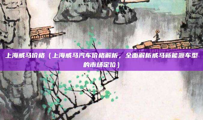 上海威马价格(上海威马汽车价格解析,全面解析威马新能源车型的市场定位)