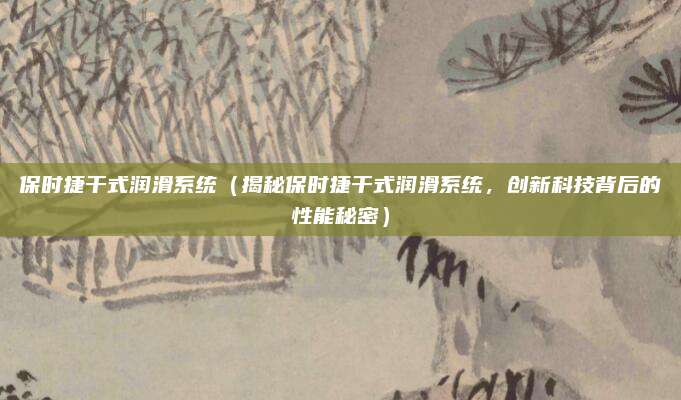 保时捷干式润滑系统(揭秘保时捷干式润滑系统,创新科技背后的性能秘密)