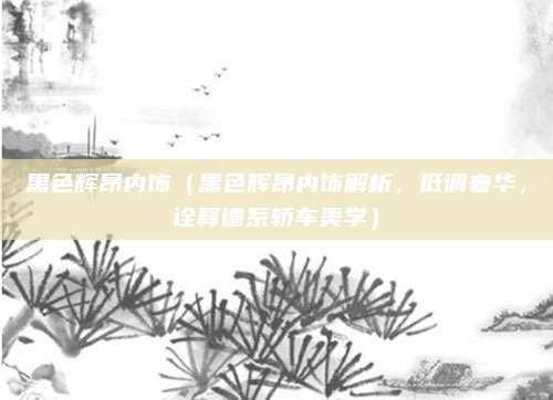 黑色辉昂内饰(黑色辉昂内饰解析,低调奢华,诠释德系轿车美学)