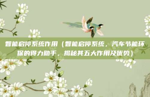 智能启停系统作用（智能启停系统，汽车节能环保的得力助手，揭秘其五大作用及优势）