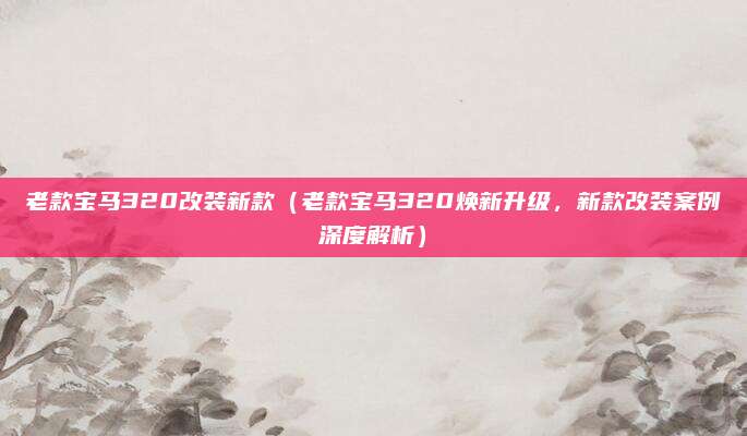 老款宝马320改装新款(老款宝马320焕新升级,新款改装案例深度解析)