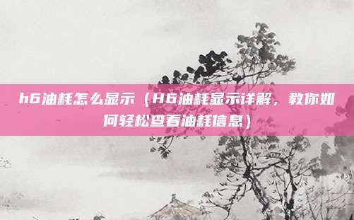 h6油耗怎么显示(H6油耗显示详解,教你如何轻松查看油耗信息)