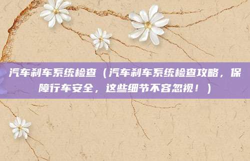 汽车刹车系统检查(汽车刹车系统检查攻略,保障行车安全,这些细节不容忽视!)