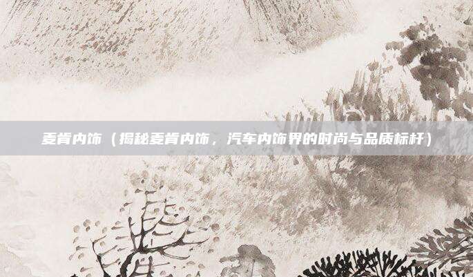 麦肯内饰(揭秘麦肯内饰,汽车内饰界的时尚与品质标杆)