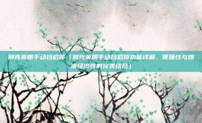 别克英朗手动挡启停(别克英朗手动挡启停功能详解,便捷性与燃油经济性的完美结合)