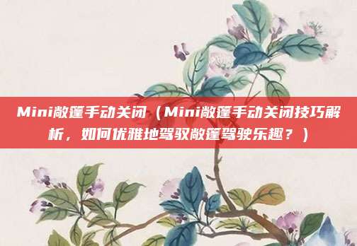 Mini敞篷手动关闭(Mini敞篷手动关闭技巧解析,如何优雅地驾驭敞篷驾驶乐趣?)