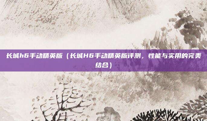 长城h6手动精英版(长城H6手动精英版评测,性能与实用的完美结合)