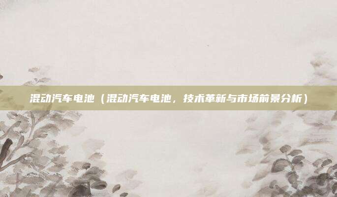 混动汽车电池(混动汽车电池,技术革新与市场前景分析)