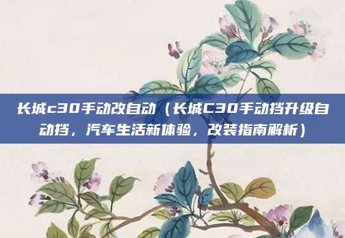长城c30手动改自动（长城C30手动挡升级自动挡，汽车生活新体验，改装指南解析）
