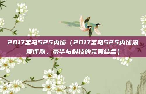 2017宝马525内饰(2017宝马525内饰深度评测,豪华与科技的完美结合)
