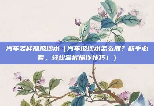 汽车怎样加玻璃水(汽车玻璃水怎么加?新手必看,轻松掌握操作技巧!)