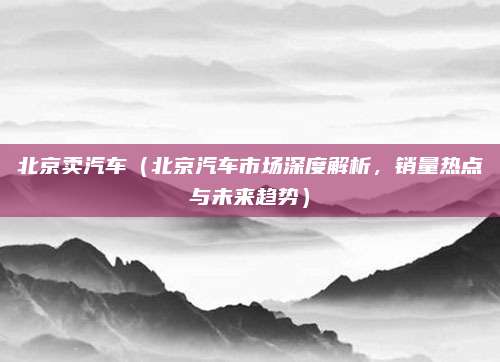 北京卖汽车(北京汽车市场深度解析,销量热点与未来趋势)