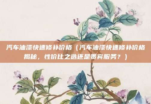 汽车油漆快速修补价格(汽车油漆快速修补价格揭秘,性价比之选还是贵宾服务?)