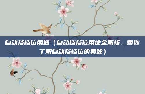 自动挡档位用途(自动挡档位用途全解析,带你了解自动挡档位的奥秘)