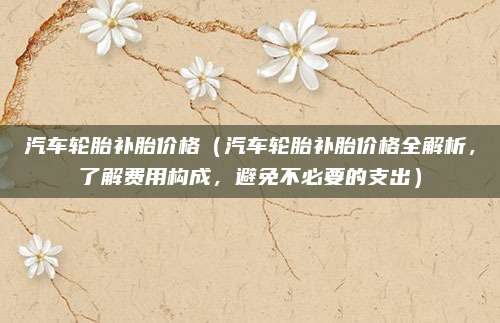 汽车轮胎补胎价格(汽车轮胎补胎价格全解析,了解费用构成,避免不必要的支出)