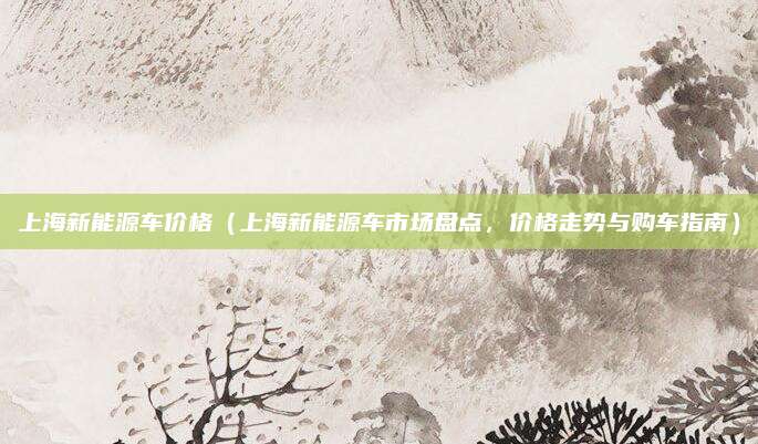 上海新能源车价格(上海新能源车市场盘点,价格走势与购车指南)