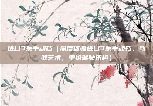 进口3系手动挡(深度体验进口3系手动挡,驾驭艺术,重拾驾驶乐趣)