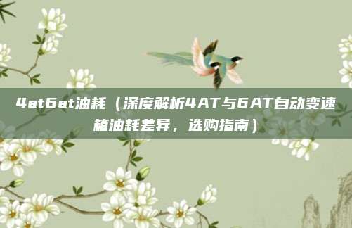 4at6at油耗(深度解析4AT与6AT自动变速箱油耗差异,选购指南)