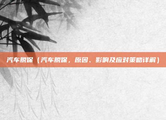 汽车脱保(汽车脱保,原因、影响及应对策略详解)