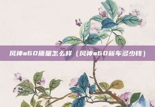 风神a60质量怎么样(风神a60新车多少钱)