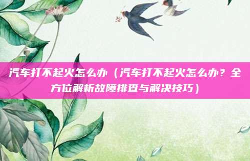 汽车打不起火怎么办(汽车打不起火怎么办?全方位解析故障排查与解决技巧)