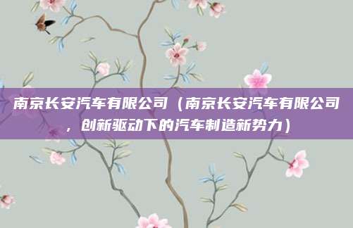 南京长安汽车有限公司(南京长安汽车有限公司,创新驱动下的汽车制造新势力)