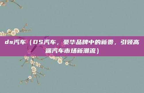 ds汽车(DS汽车,豪华品牌中的新贵,引领高端汽车市场新潮流)