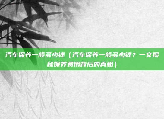 汽车保养一般多少钱(汽车保养一般多少钱?一文揭秘保养费用背后的真相)