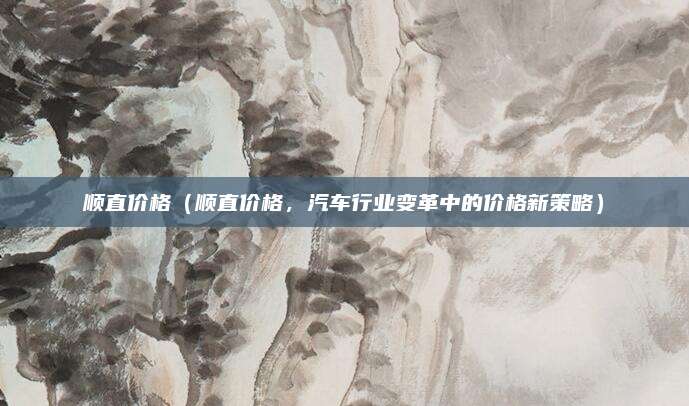 顺直价格(顺直价格,汽车行业变革中的价格新策略)