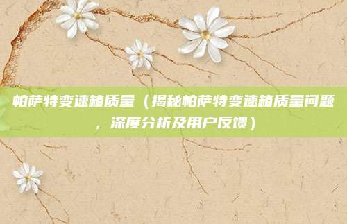 帕萨特变速箱质量(揭秘帕萨特变速箱质量问题,深度分析及用户反馈)