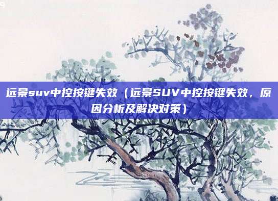 远景suv中控按键失效(远景SUV中控按键失效,原因分析及解决对策)