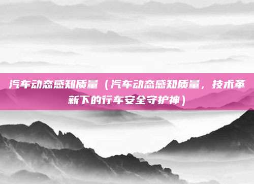 汽车动态感知质量(汽车动态感知质量,技术革新下的行车安全守护神)