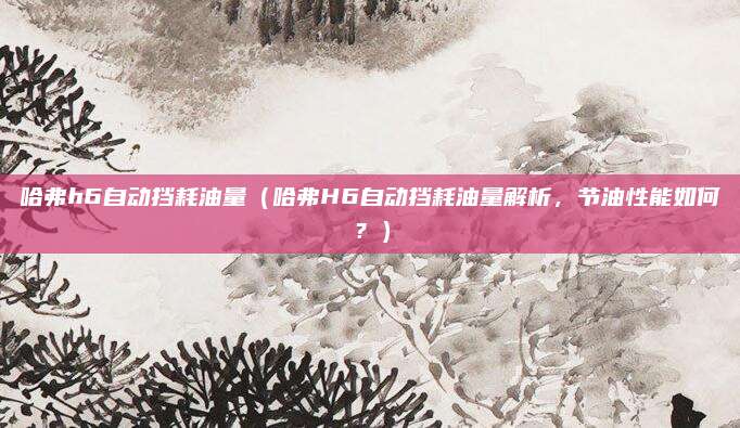 哈弗h6自动挡耗油量(哈弗H6自动挡耗油量解析,节油性能如何?)