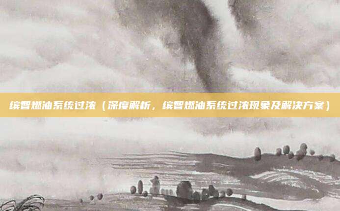 缤智燃油系统过浓(深度解析,缤智燃油系统过浓现象及解决方案)