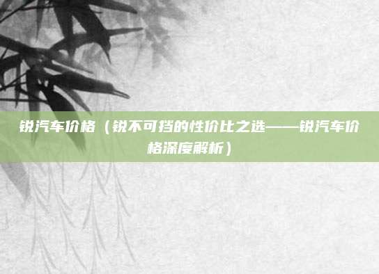 锐汽车价格（锐不可挡的性价比之选——锐汽车价格深度解析）