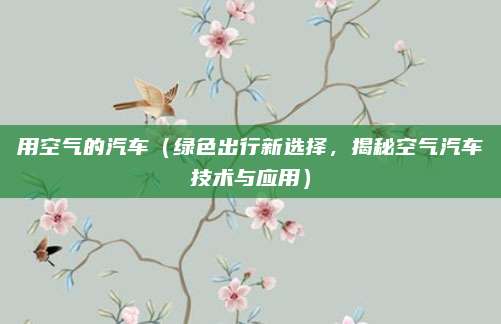 用空气的汽车（绿色出行新选择，揭秘空气汽车技术与应用）