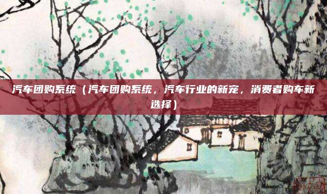 汽车团购系统（汽车团购系统，汽车行业的新宠，消费者购车新选择）