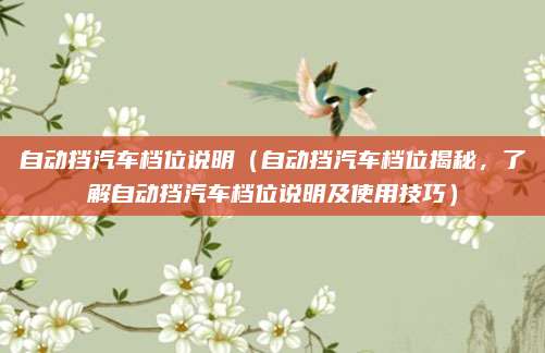 自动挡汽车档位说明（自动挡汽车档位揭秘，了解自动挡汽车档位说明及使用技巧）
