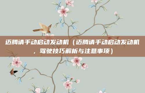 迈腾请手动启动发动机（迈腾请手动启动发动机，驾驶技巧解析与注意事项）