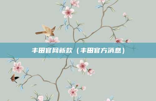 丰田官网新款(丰田官方消息)