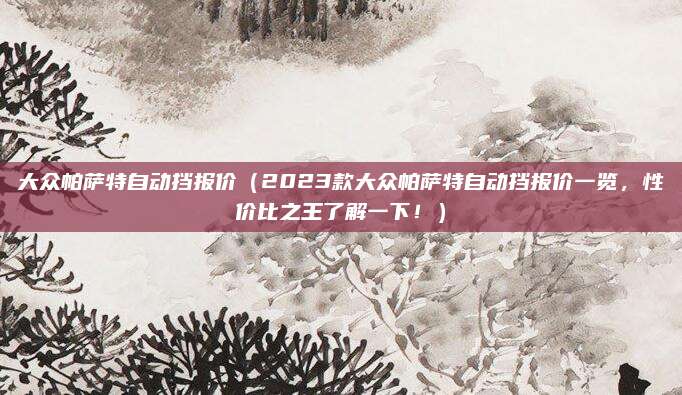大众帕萨特自动挡报价（2023款大众帕萨特自动挡报价一览，性价比之王了解一下！）