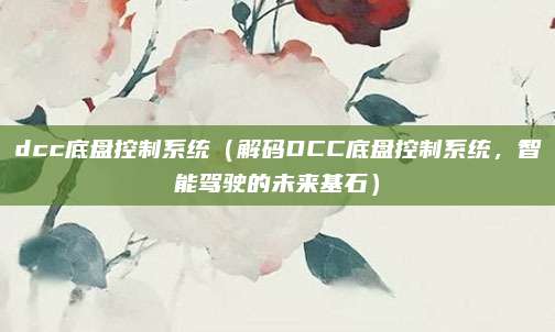 dcc底盘控制系统(解码DCC底盘控制系统,智能驾驶的未来基石)