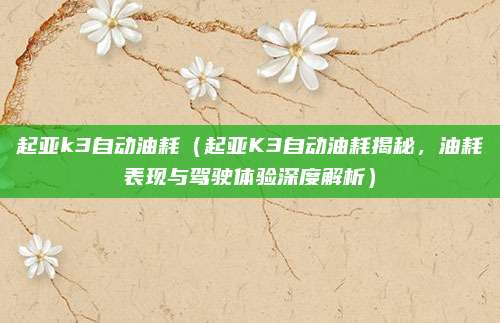 起亚k3自动油耗(起亚K3自动油耗揭秘,油耗表现与驾驶体验深度解析)